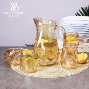 Ensemble de carafe à eau en verre – 1 pichet + 4 verres (1200 ml)