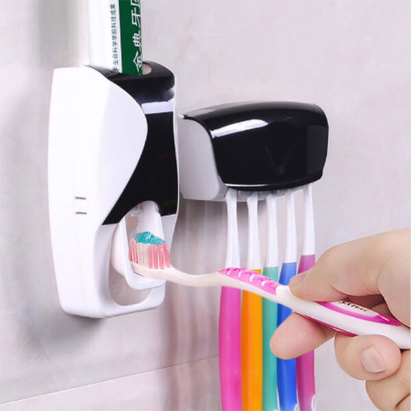 Distributeur automatique de dentifrice + Support mural pour brosses à dents