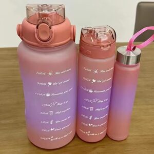 Lot de 3 bouteilles d’eau avec paille et repères horaires