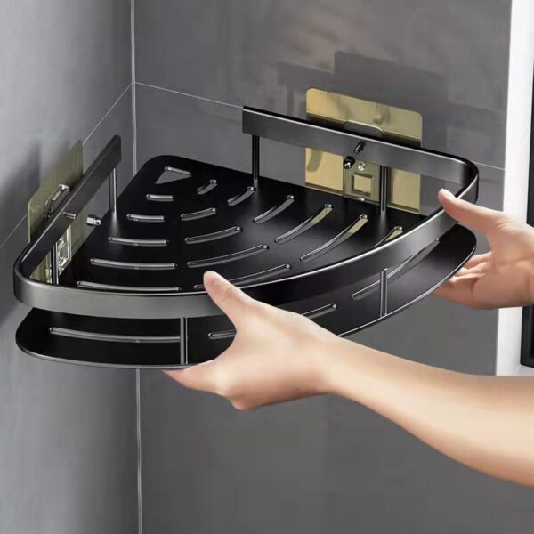 Étagère de Douche Double – Sans Perçage, Fixation Adhésive