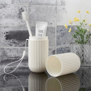 Boîte de rangement portable pour brosse à dents avec tasse de voyage